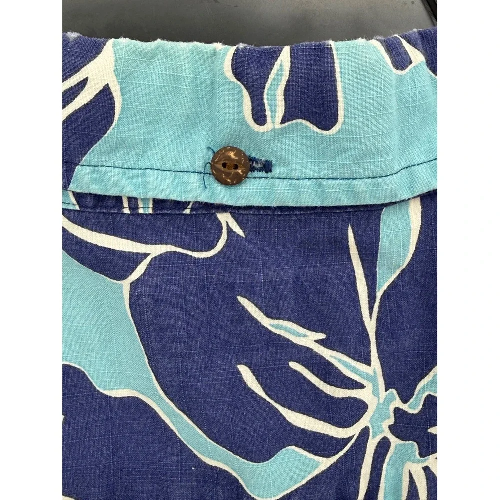 Polo Ralph Lauren Shirt Mens XXL Blue Hibiscus Floral Short Sleeve Popover‎